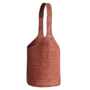 Helen Kaminski Carillo Woven Raffia Sac Bucket Bag in Burgundy
